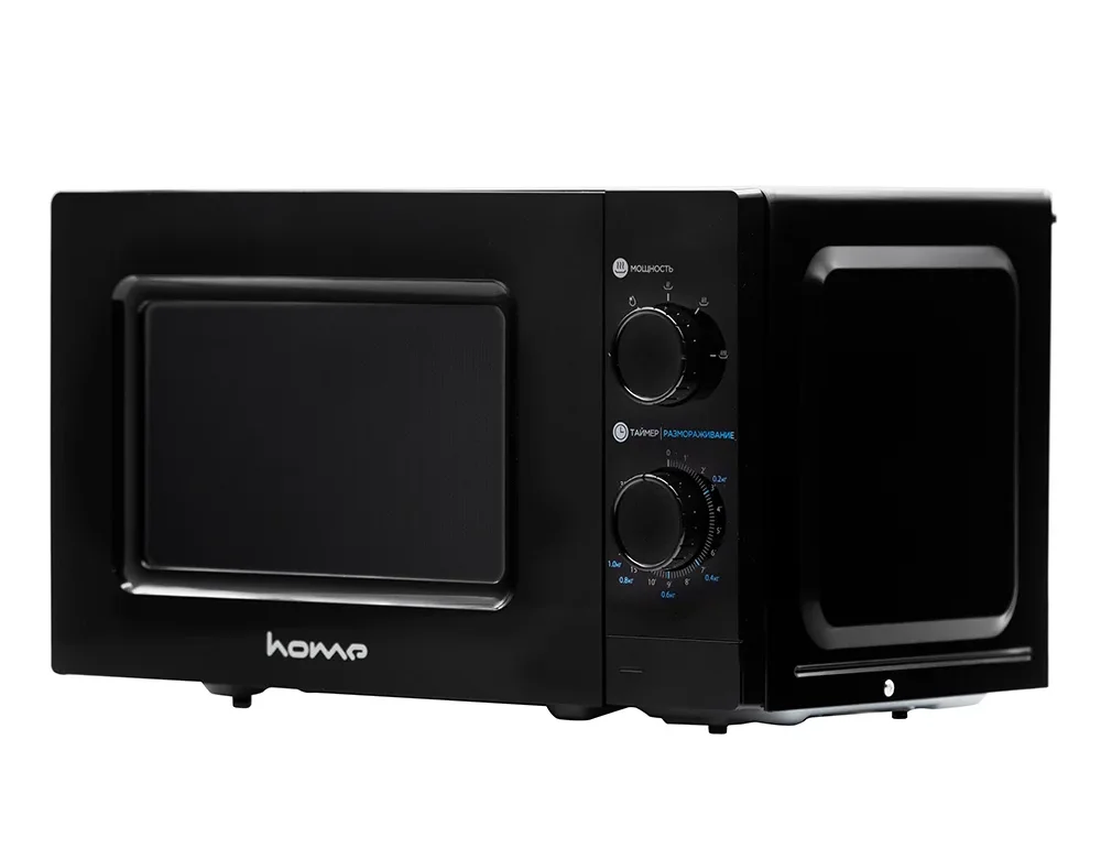 Черная глянцевая микроволновая печь на кухне