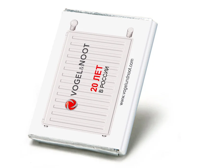 Пример брендирования сувенирной шоколадки для компании