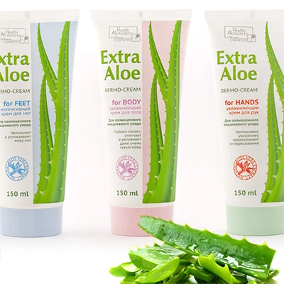 Упаковки серии косметики «Extra Aloe» для компании «Модум»